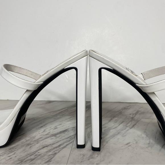 Jeffrey Campbell Hustler Square Toe White Heel Sandal 9 1/2 - Picture 8 of 14